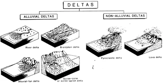 Gambar VII.20   Klasifikasi Delta didasarkan pada sumber endapannya    (Nemec, 1990 dalam Boggs, 1995) 