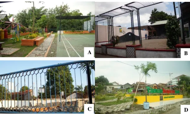 Gambar 4.3 Ruang Terbuka Hijau (RTH) Taman, (A) taman aktif Kecamatan  Tegalrejo, (B) taman aktif Kecamatan Mergangsan, (C) taman aktif Kecamatan 