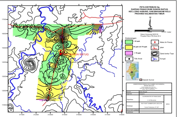 Gambar  8  Peta distribusi Hg tanah daerah Dondang 