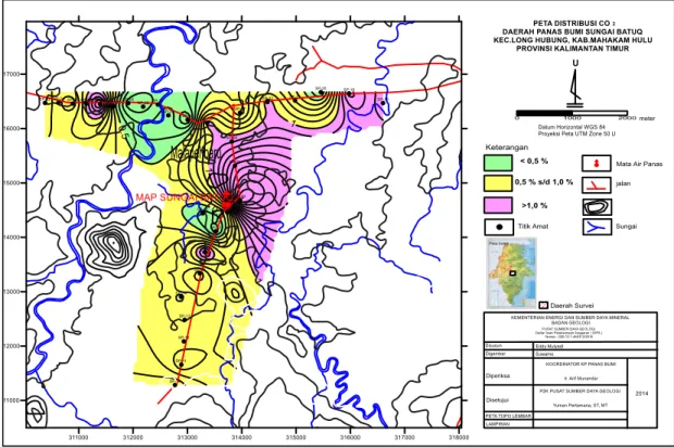 Gambar 10.  Peta distribusi CO 2  udara tanah daerah Dondang 