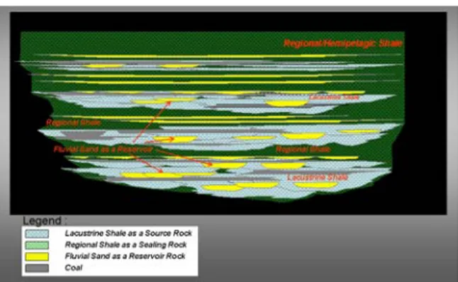 Gambar 11.   Hasil korelasi geologi yang  searah dengan Sesar Naik Lematang  Source Rock dan Migration 