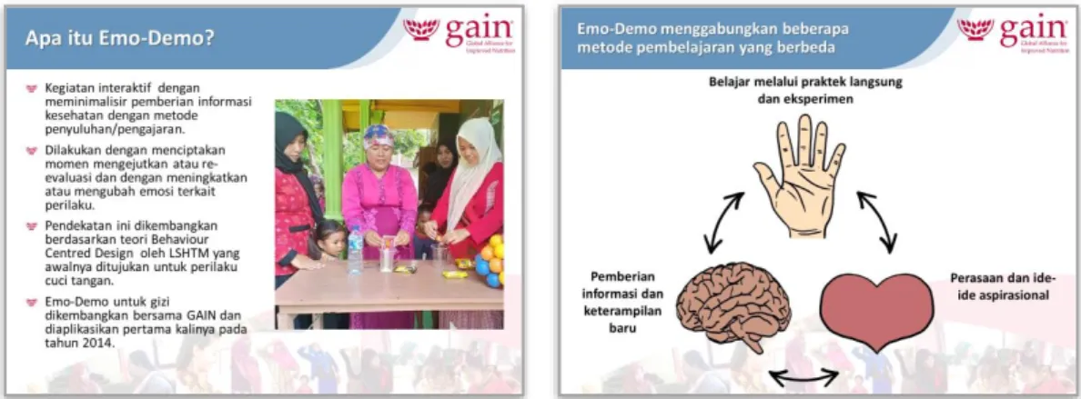 Gambar 6. Slide Apa itu Emo-Demo? dan Emo-Demo menggabungkan beberapa  metode pembelajaran yang berbeda 