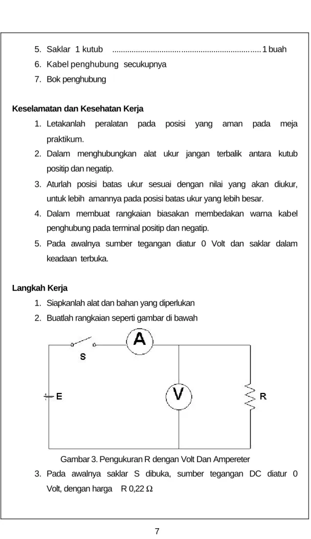 Gambar 3. Pengukuran R dengan Volt Dan Ampereter 