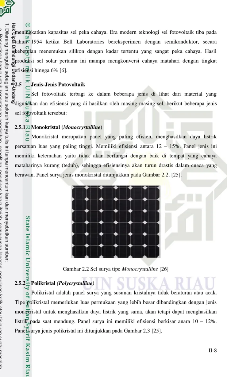 Gambar 2.2 Sel surya tipe Monocrystalline [26] 