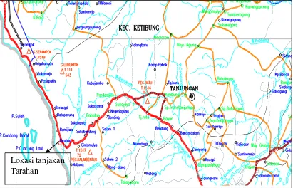 Gambar 1.1 : Peta Lokasi Jl. Raya Kalianda, tanjakaan Tarahan, Kec. Ketibung,             Kabupaten Lampung Selatan