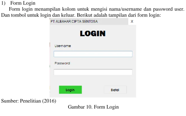 Gambar 10. Form Login 