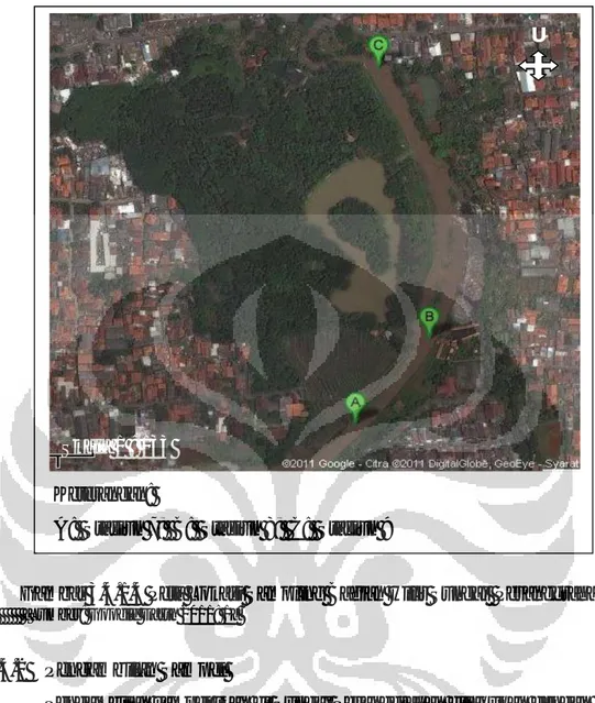 Gambar 3.4.1.4 Peta Lokasi Sampling Bagian Hilir Sungai  Pesanggrahan 