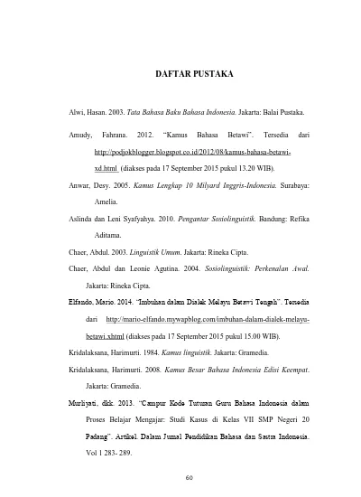 Daftar Pustaka Alwi Hasan Tata Bahasa Baku Bahasa Indonesia Jakarta