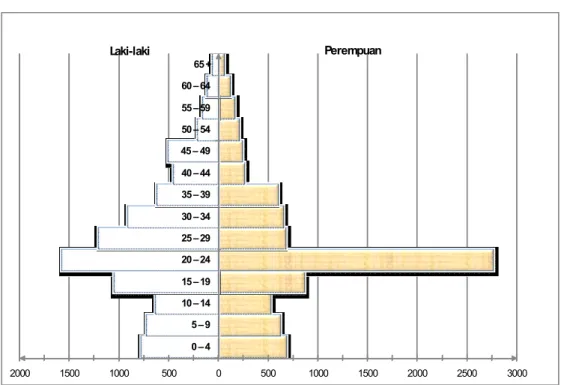 Grafik 4.2 Piramida Penduduk Kelurahan Binong Agustus Tahun 2008 