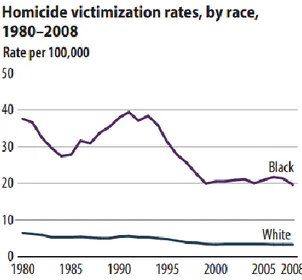 Gambar 4.2 Tingkat Viktimisasi Pembunuhan Berdasarkan Ras 1980-2008  Sumber: BJS (2011: 11) 