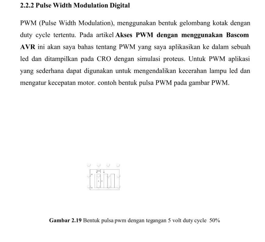 Gambar 2.19  Bentuk pulsa pwm dengan tegangan 5 volt duty cycle  50%