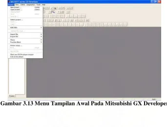 Gambar 3.13 Menu Tampilan Awal Pada Mitsubishi GX Developer 