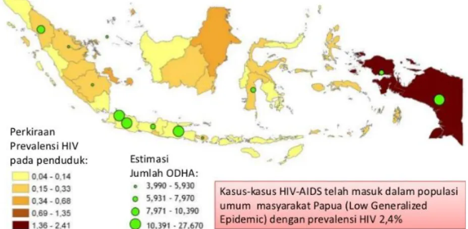 Gambar 1.1 Peta Epidemi HIV AIDS di Indonesia Tahun 2014 