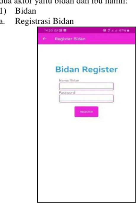 Gambar 5. Halaman Utama Bidan  c.  Halaman Profile Bidan 