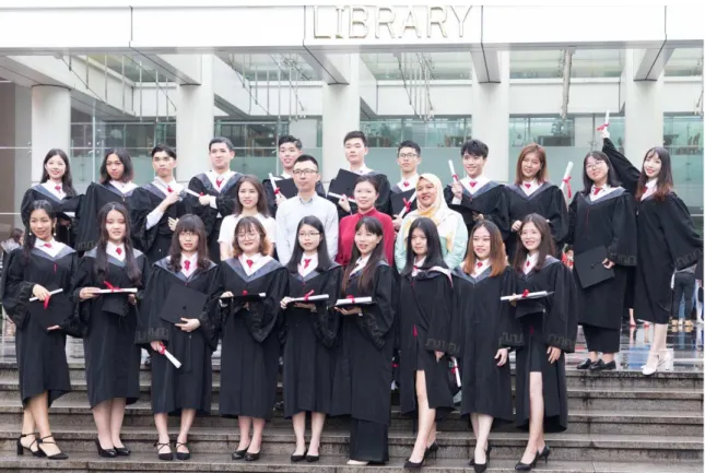 Gambar pensyarah dan mahasiswa tahun akhir Jabatan Bahasa Melayu, GDUFS, China. 