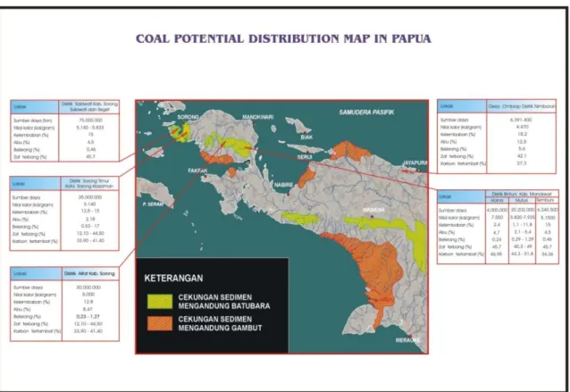 Gambar 4.5. Peta distribusi potensial batubara di Papua