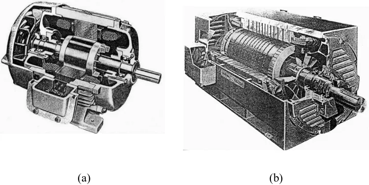 Gambar 2.3. (a) Konstruksi Motor Induksi Rotor Sangkar Ukuran Kecil, 