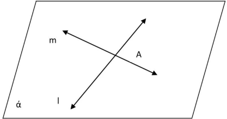 Gambar 6. Garis-garis yang berpotongan pada bidang ά  Aksioma 1.8 (Sova, 1999: 29) 