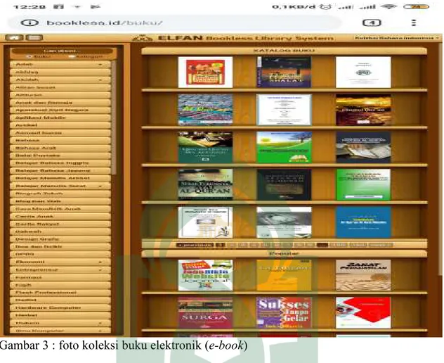 Gambar 3 : foto koleksi buku elektronik (e-book) 