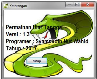 Gambar 9 Identitas program permainan ular tangga 