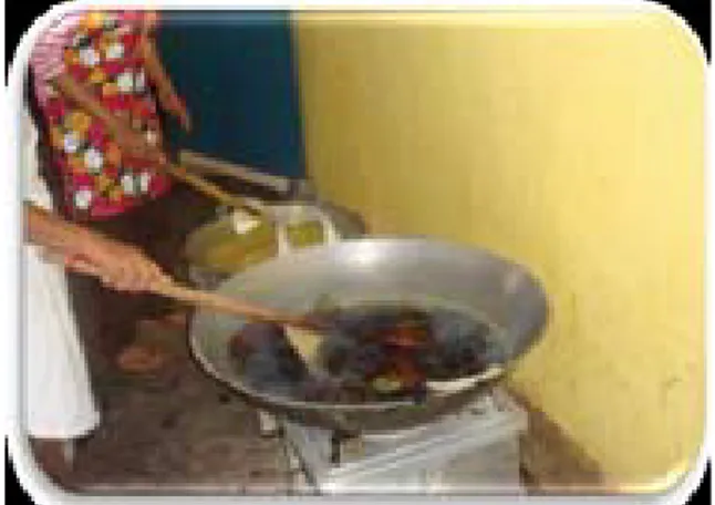 Gambar 8. Pemasaka ikan dan cumcu serta pemasakan gula aren