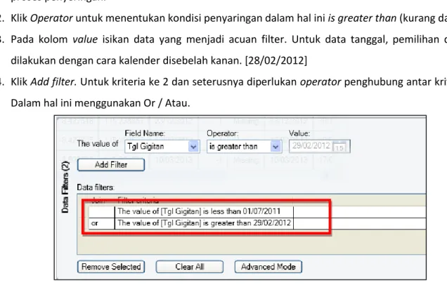 Gambar 14. Multi kriteria filtering 