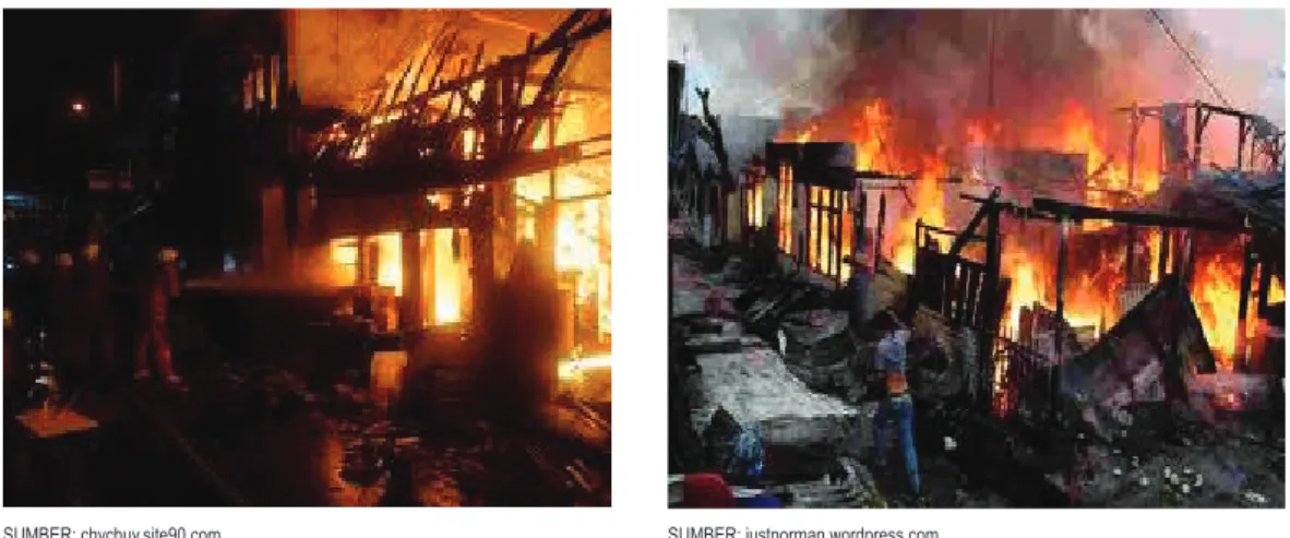 Gambar 1- 7. Kebakaran akibat korsleting atau kebocoran gas pada bangunan