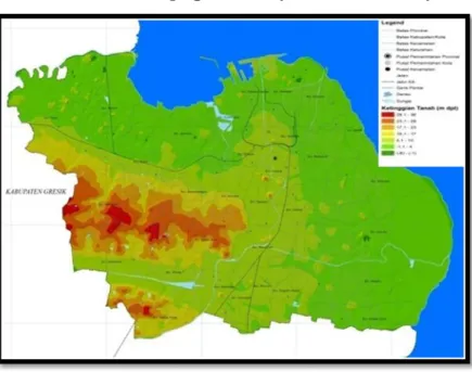 Gambar Peta Topografi Wilayah Kota Surabaya 