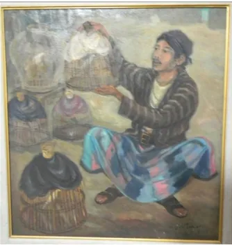 Gambar : Bakul Burung (2009)  Media : oil on canvas (110x140cm) 