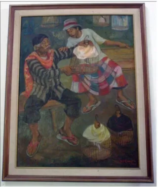Gambar I : Bakul Burung, 2001  Media : oil on canvas (127x93cm) Sumber : Galeri Pribadi Soetopo  a