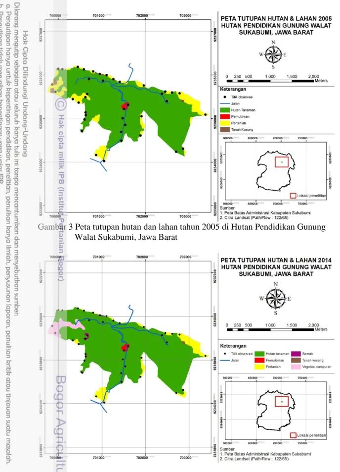 Gambar 4 Peta tutupan hutan dan lahan tahun 2014 di Hutan Pendidikan Gunung  Walat Sukabumi, Jawa Barat 