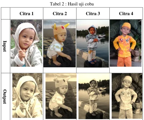 Tabel 2 : Hasil uji coba 