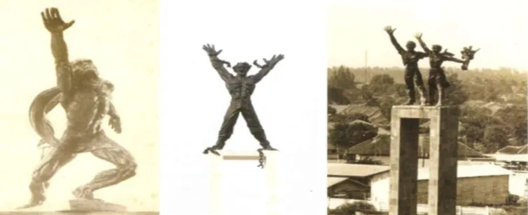 Gambar 1. Tiga Patung Monumen (dari kiri ke kanan): Patung Dirgantara, Patung Pembebasan Irian Barat, Patung Selamat Datang.