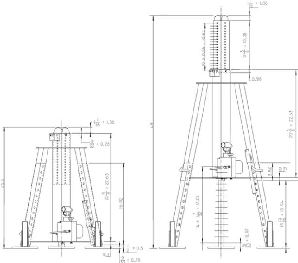 Gambar 4.4 min – max A/C hydraulic Jack sub assy drawing  4.1.2.3 Gambar sub rakitan Transporter / carrier DoHPU 