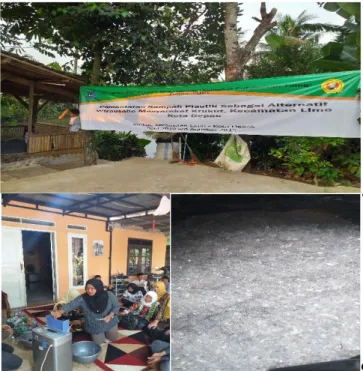 Gambar  6.  Proses  Pembuatan  Batako  dengan  Campuran  Cacahan  Plastik  yang Dilakukan di Bengkel Kerja Fakultas Teknik UPN “Veteran” Jakarta