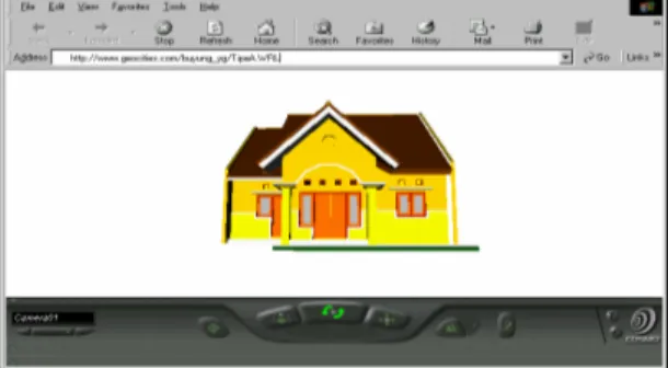 Gambar 8. Browser Virtual Reality yang dapat  menjalankan dan  memasuki objek rumah tiga  dimensi dan ke dalam setiap kamar yang ada