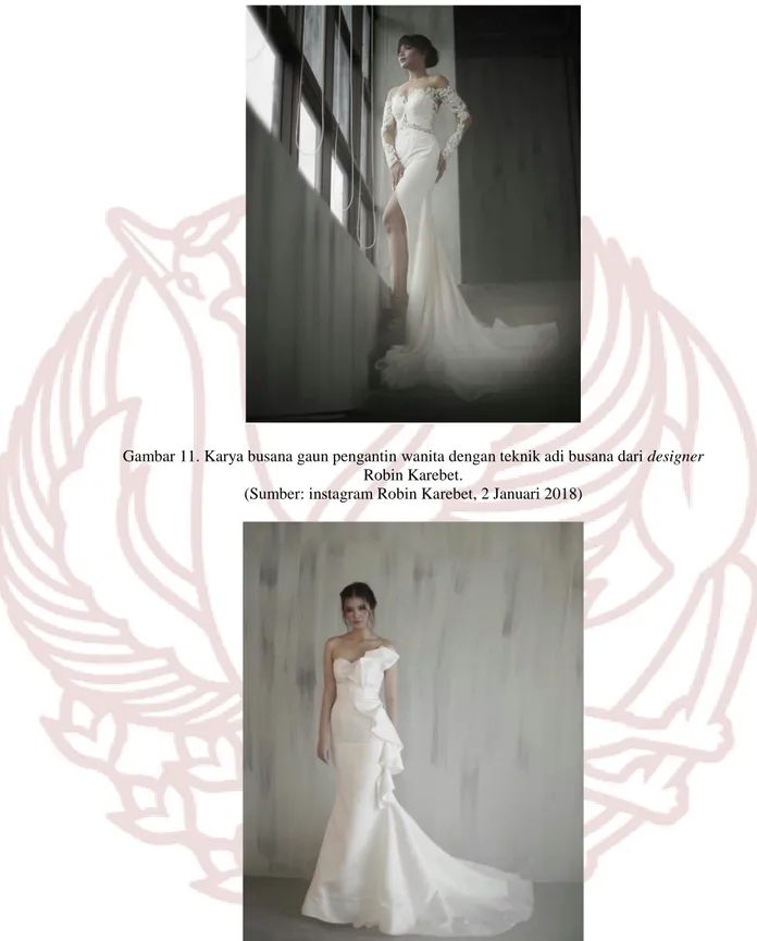 Gambar 12. Karya busana gaun pengantin wanita dengan teknik adi busana dari designer  Robin Karebet