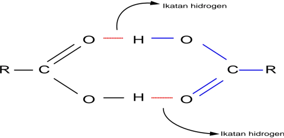 Gambar 1. Ikatan hidrogen pada asam karboksilat 