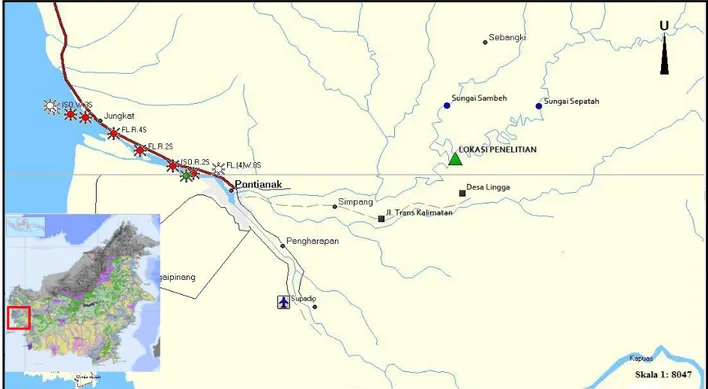 Gambar 1. Peta Lokasi Penelitian (Peta Template MapSource Garmin, 2010) 