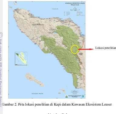 Gambar 2. Peta lokasi penelitian di Kapi dalam Kawasan Ekosistem Leuser  