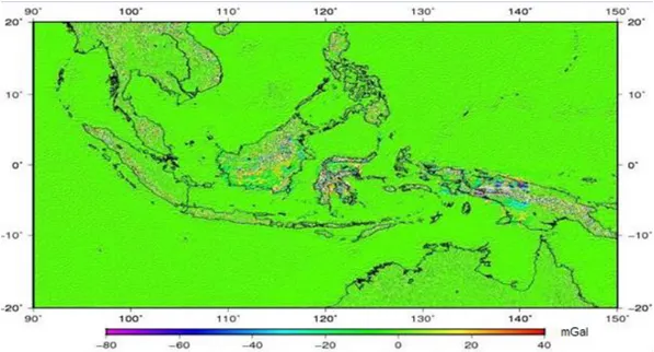 Gambar 1.1 Variasi residual anomali gayaberat di Indonesia [4]. 