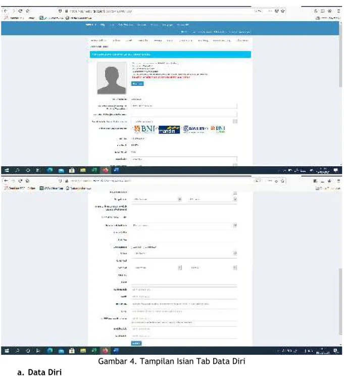 Gambar 4. Tampilan Isian Tab Data Diri  a. Data Diri 
