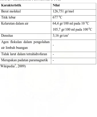 Tabel 2.7 Karakteristik Ferri Klorida (FeCl2) 
