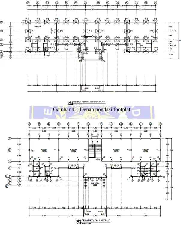 Gambar 4.1 Denah pondasi footplat 