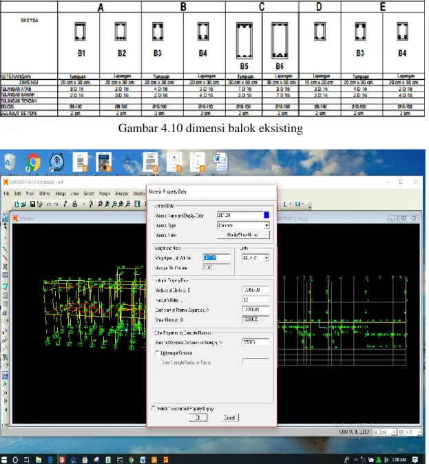 Gambar 4.10 dimensi balok eksisting 