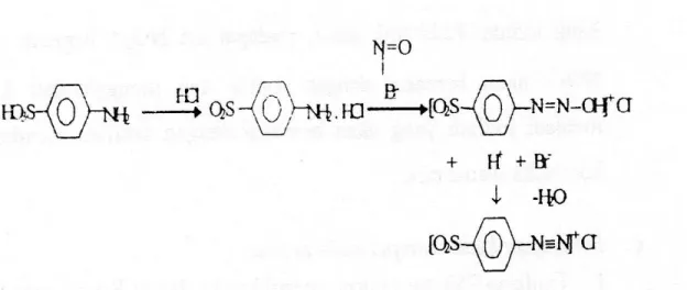 Gambar 1. Reaksi pembentukan garam diazonium pada amin aromatik primer 