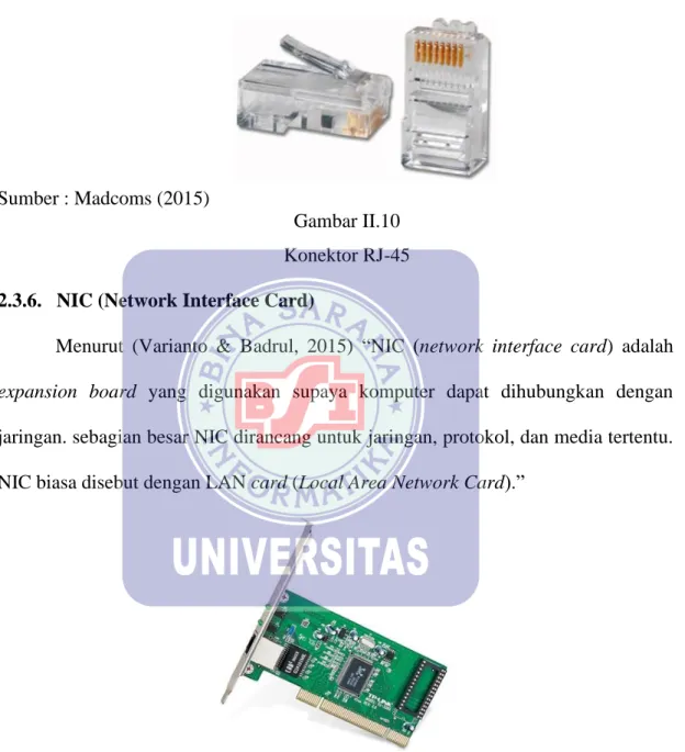 Gambar II.10  Konektor RJ-45  2.3.6.  NIC (Network Interface Card) 