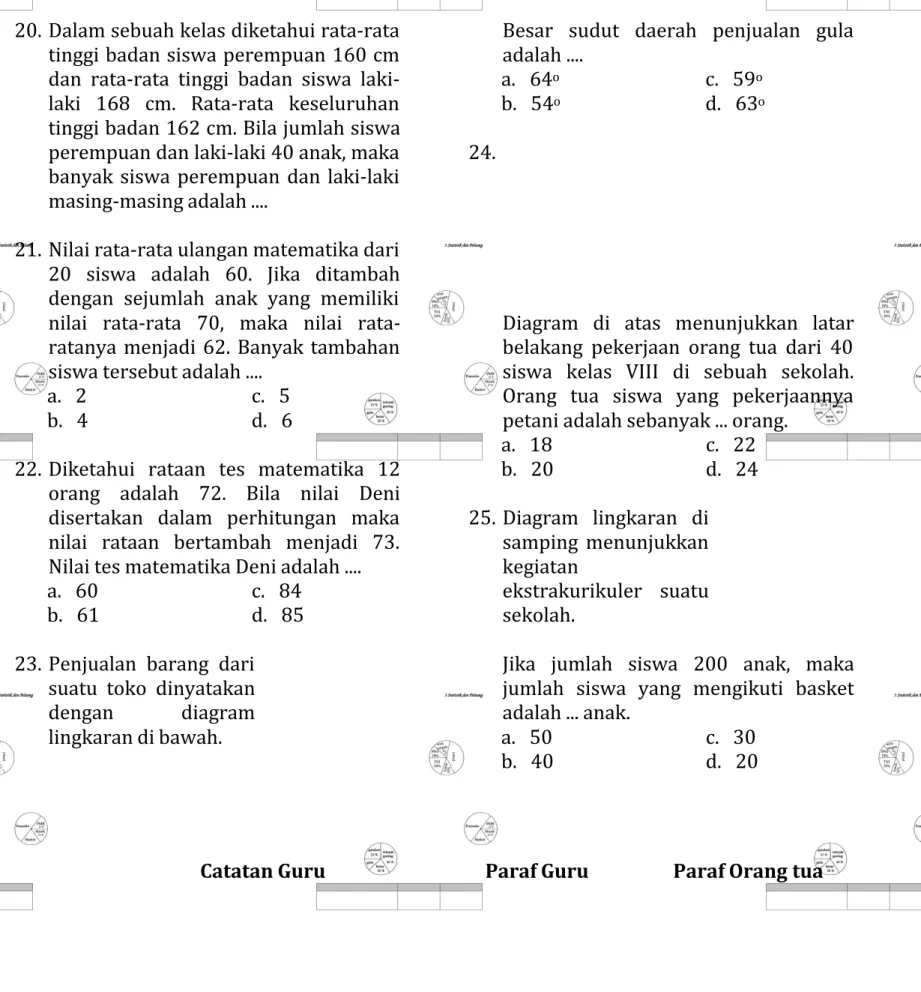 Diagram  di  atas  menunjukkan  latar belakang  pekerjaan  orang  tua  dari  40 siswa  kelas  VIII  di  sebuah  sekolah.