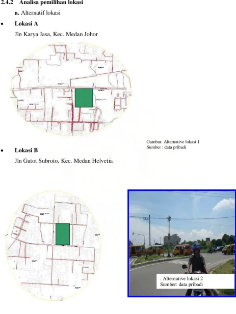 Gambar. Alternative lokasi 1 Sumber : data pribadi 