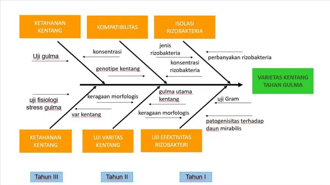 Gambar 1: Diagram fish bone rencana penelitian dalam tiga tahun 